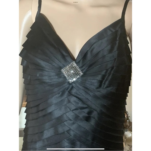 Vintage Tadashi Couture Satin Mermaid formal Dress Crystal rhinestone Brooch 10 - Picture 7 of 11